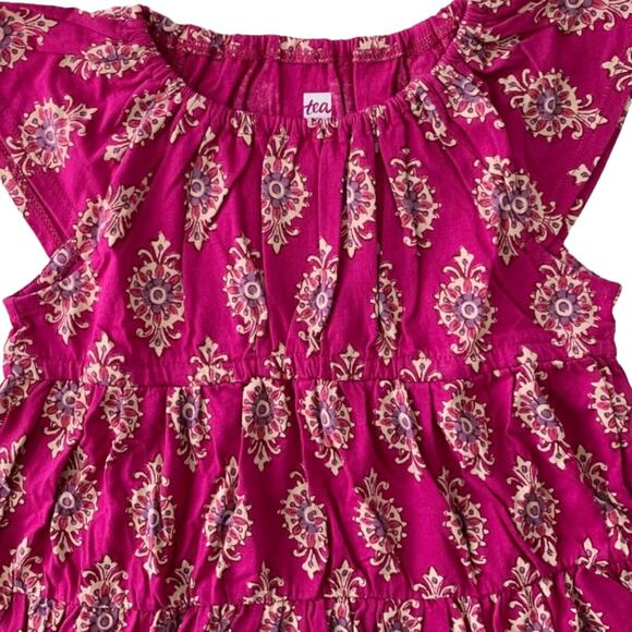 Tea Collection NWT Flutter Sleeve Tiered Midi Dress. Indian Wood Block. Size 2 - Picture 2 of 3